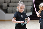 Young gymnast during training