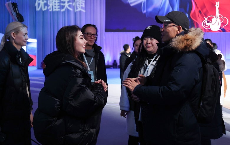 Olympic champion Alina Kabaeva  at the Olympic Arena of Beijing University of Technology ahead of the start of the third international Sky Grace-2023 tournament.