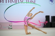 Yana Sakovich during exercise with ribbon