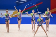 Gymnasts during the hoop exercise