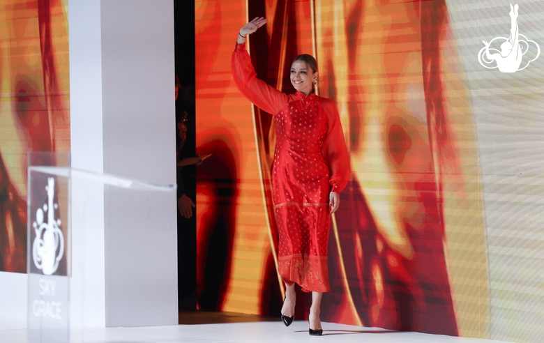 Evgenia Kanaeva at the official opening ceremony of the anniversary Sky Grace Cup International Tournament and Beijing Top Open 2025