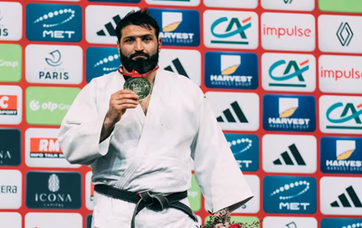 Russian judoka Inal Tasoev wins a gold medal at the Grand Slam tournament in Paris