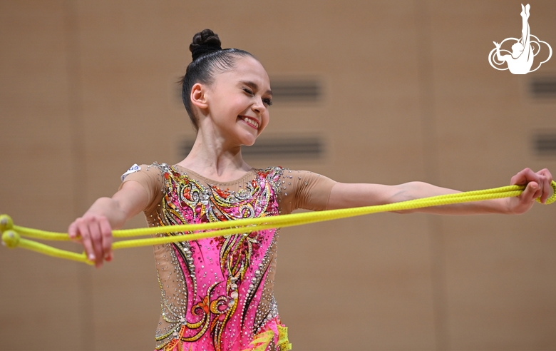 Eva Chugunova during an exercise with a jump rope at a control training session