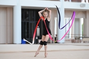 Kristina Voitenko during an exercise with a ribbon during preparation training for the BRICS Games