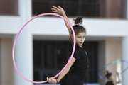 Karolina Tarasova during an exercise with a hoop during training at the Academy