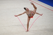 Victoriia Bespalova during the rope exercise