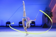 Karolina Tarasova during an exercise with a ribbon