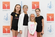 Academy students Yana Zaikina, Elvira Belyaeva, Academy guest and Ksenia Savinova in the photo zone (from left to right)