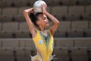 Valeria Medvedeva during an exercise with a ball  during a control training session