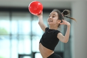 Eva Chugunova during an exercise with a ball