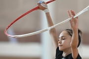 Valeria Medvedeva during exercise with a hoop