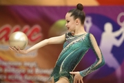 Gymnast during an exercise with a ball