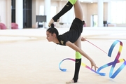 Anna Vakulenko during an exercise with a ribbon