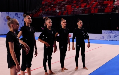 A clip from the Academy group gymnasts evening training session, featuring Olympic champion Alina Kabaeva