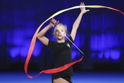 Kristina Voitenko during an exercise with a ribbon at floor testing