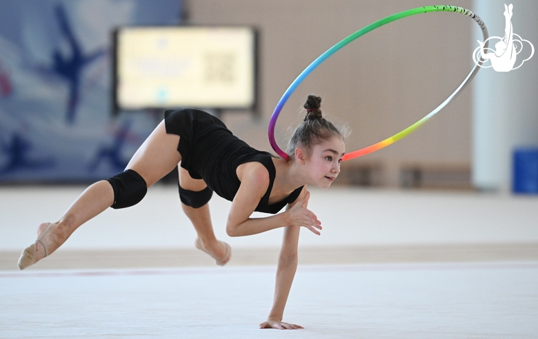 Ksenia Savinova during an exercise with a hoop