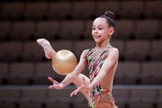 Gymnast Polina Koroleva from Penza during an assessment training session