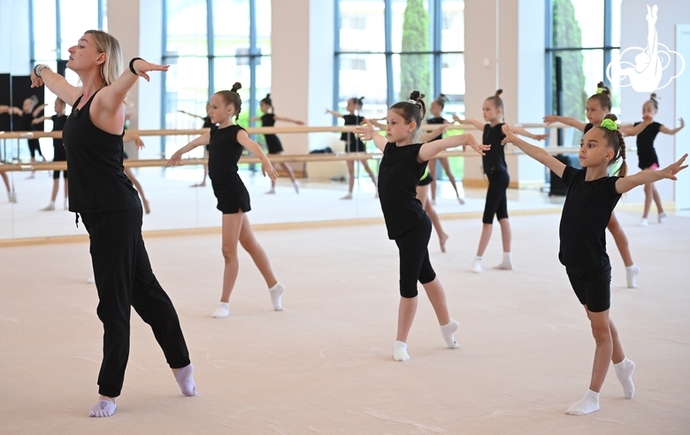 Gymnasts from Belgorod during training  in the choreography hall