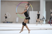 Ksenia Savinova during an exercise with a hoop during preparation training for the BRICS Games