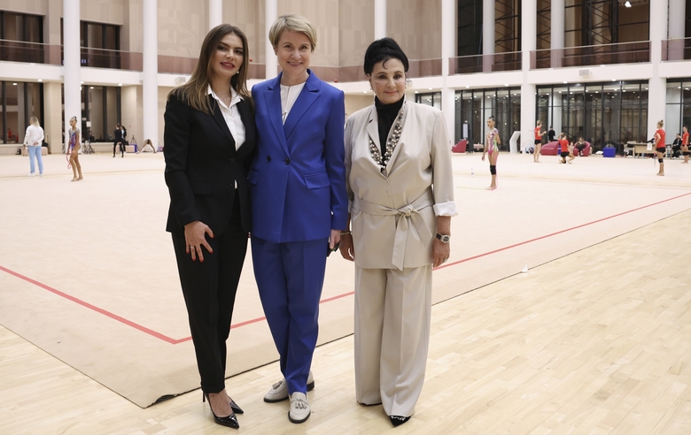 October 2023. Sochi. Olympic champion Alina Kabaeva with Chairperson of the Council of the Sirius Federal Territory Elena Shmeleva and President of the All-Russian Federation of Rhythmic Gymnastics and head coach of the Russian national team Irina Viner