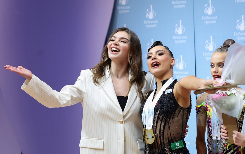 October 2023. Sochi. Olympic champion Alina Kabaeva with absolute champion of the Games of Countries international tournament Lala Kramarenko