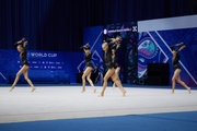 Group gymnasts during an exercise with balls