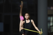 Valeria Medvedeva during an exercise with a jump rope