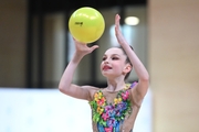 Gymnast during an exercise with a ball