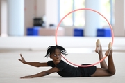 Gymnast Nkenko Sita Davina Chanselvi from the Republic of Congo during the hoop exercise