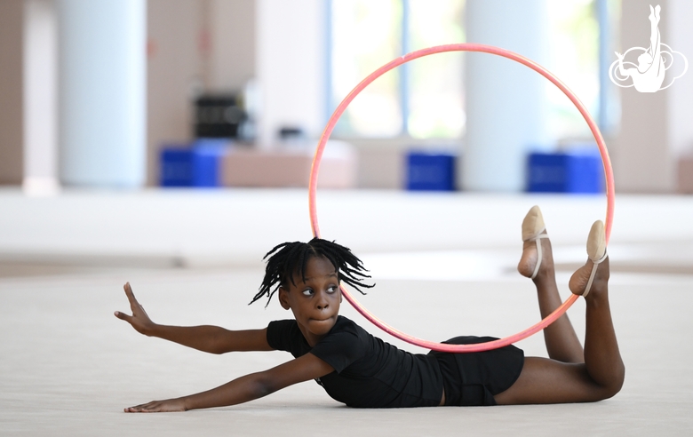 Gymnast Nkenko Sita Davina Chanselvi from the Republic of Congo during the hoop exercise