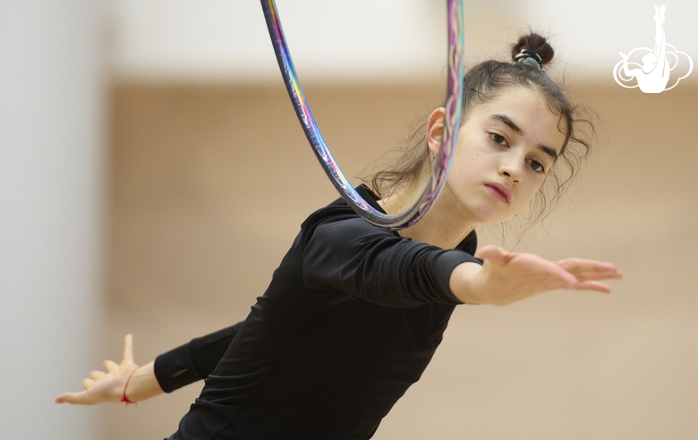 Anna Vakulenko during an exercise with a hoop