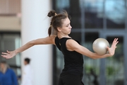 Viktoria Bespalova during an exercise with a ball during preparation training for the BRICS Games