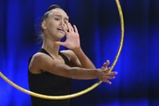 Viktoria Bespalova during an exercise with a hoop at floor testing