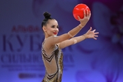 Mariia Borisova during an exercise with a ball