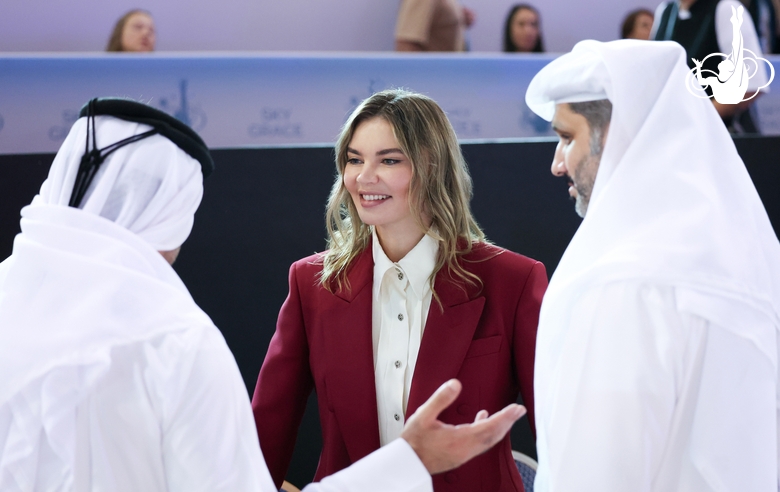 Olympic champion Alina Kabaeva at the Aspire Dome Arena before the international Sky Grace Cup tournament in Doha