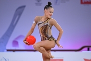 Mariia Borisova during an exercise with a ball