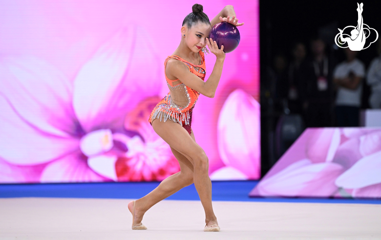 Sofia Ilteryakova during an exercise with a ball