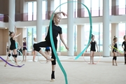 Gymnast during an exercise with a ribbon