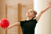 Ksenia Savinova during an exercise with a ball