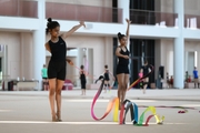 Gymnasts Avani and Aryaa Nitesh Kadam during training