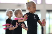 Young gymnasts during a training session