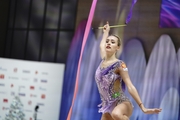 Maria Pobedushkina (Russia) during an exercise with a ribbon