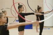 Academy students during an exercise with a hoop