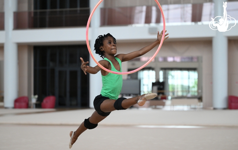 Gymnast Nkenko Sita Davina Chanselvi from the Republic of Congo during the hoop exercise