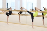 Ksenia Savinova and Elvira Belyaeva at the barre in choreography class