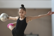 Valeria Medvedeva  during an exercise with a ball at training