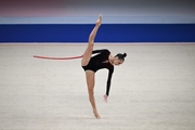 Mariia Borisova during the rope exercise