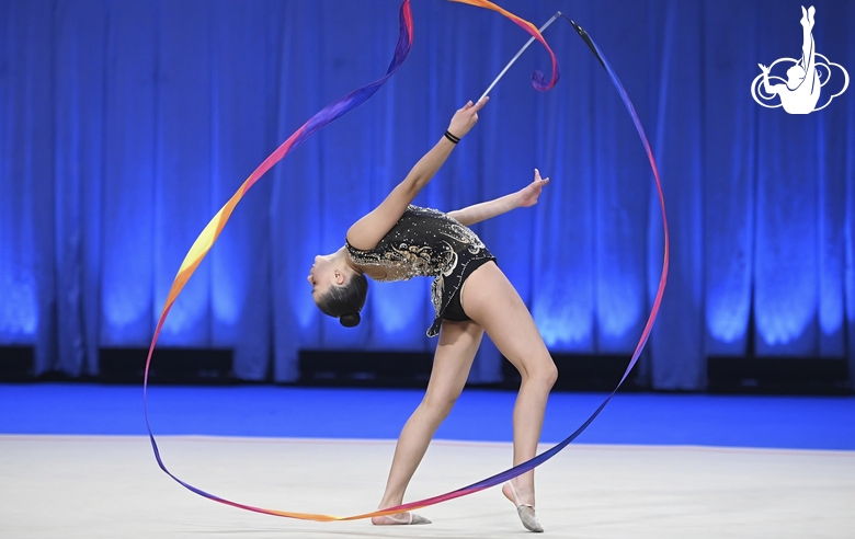 Daniella Gonzales during an exercise with a ribbon