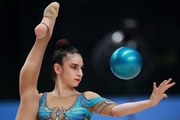 A gymnast during the ball exercise