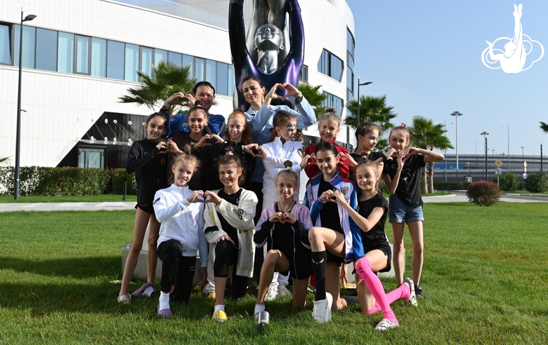 Academy coaches Irina Dzyuba and Zlata Tulebayeva with students